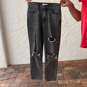 PacSun Black Distressed Straight Leg Jeans